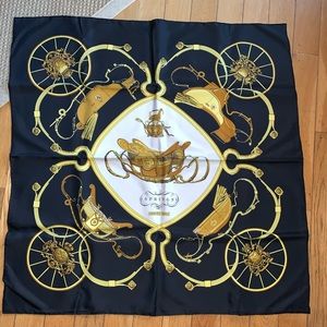 Hermès Springs Navy 100% Silk Scarf